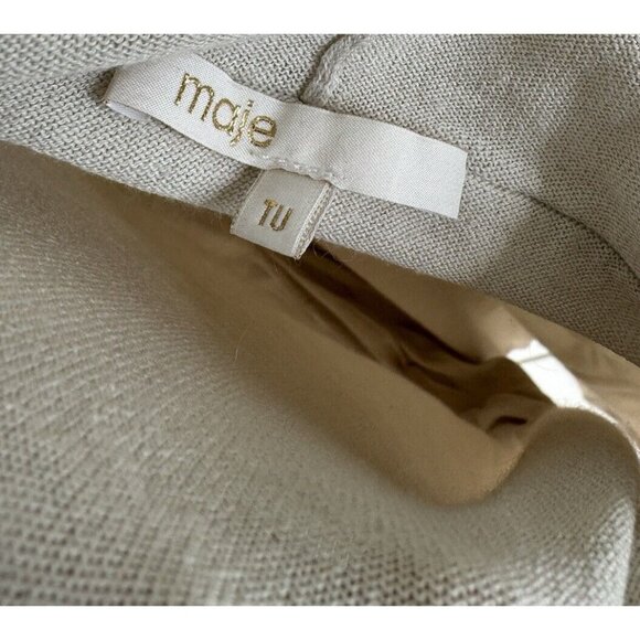 Maje O/S Ecru Kangaroo Pocket Hood Dolman Sleeve Silk Cashmere Tunic top - Picture 15 of 16